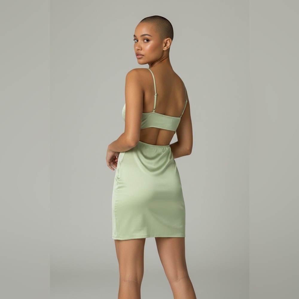 Bodycon Party Cutout Cocktail Y2K Neon Green Mini Dress Charmed Hearts Coachella